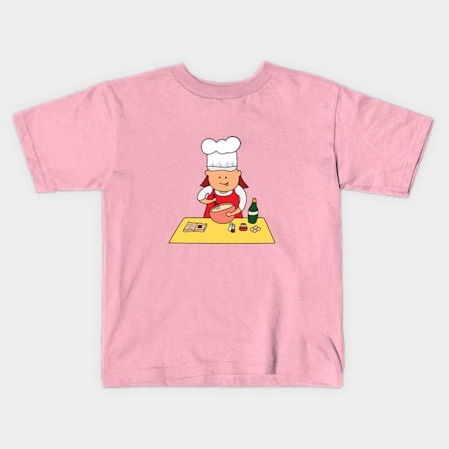 chef makes a delicious cooking dough Kids T-Shirt by wordspotrayal